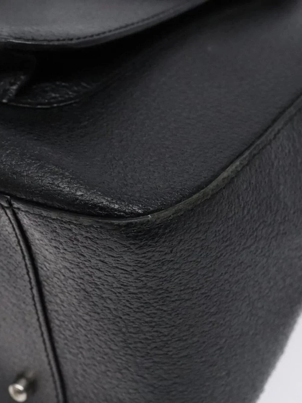 GUCCI Hand Bag Leather Black Silver 000 2058 0307 5 Auth